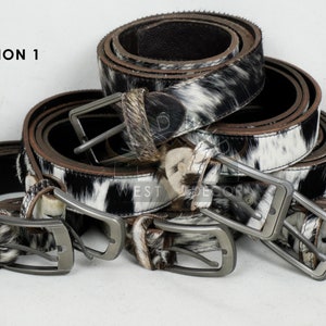 Real COWHIDE Leather Belts for Adults 100% Natural Cow hide Belts for Men and Women Genuine Cowhide Belts for Cowboys, Cowgirls Option 1