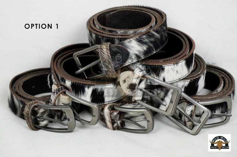 Real COWHIDE Leather Belts for Adults 100% Natural Cow hide Belts for Men and Women Genuine Cowhide Belts for Cowboys, Cowgirls Option 1