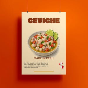 ARTE DE PARED DE COCINA Póster de ceviche de comida peruana imprimible Decoración de pared Comedor Rústico Moderno Minimalista Impresión para el hogar Estilo de pared acogedor