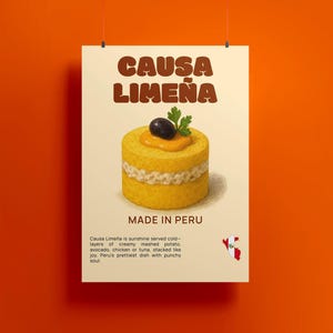 ARTE DE PARED DE COCINA Comida peruana Causa Limena Póster imprimible Decoración de pared Comedor Rústico Moderno Minimalista Impresión para el hogar Estilo de pared acogedor