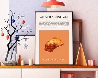 Wiener Schnitzel Austrian  Food Poster Wall Art For Kitchen Art Decor Living Room Print Modern Trendy Retro Kitchen Sign Preppy Wall Art