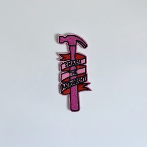 Smash the Patriarchy Feminist Patch – Bold Statement Embroidered Iron On Sew On Badge for Jackets & Bags