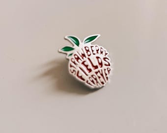 Strawberry Fields Forever Pin • Retro Strawberry Brooch • Music Lover Gift • Cute Enamel Style Lapel Pin • Beatles Inspired Accessory