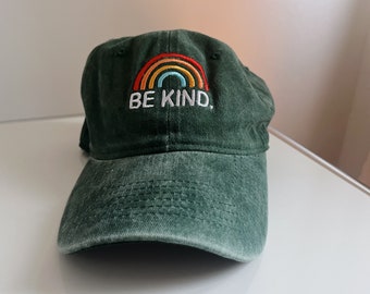 Be Kind Cap Rainbow Hat Stone Washed Vintage Look Dadcap Baseball Cap Cap Hat Snapback Cap