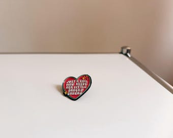 Heart Pin “Just a Girl Who Needs Her Little Snacky Snacks” • Funny Badge • Cute Gift • Snack Lover Accessory