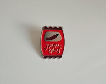 Red Neurospicy Pin Bold Statement Accessory Fun Gift for Neurodivergent Pride Quirky Enamel Badge