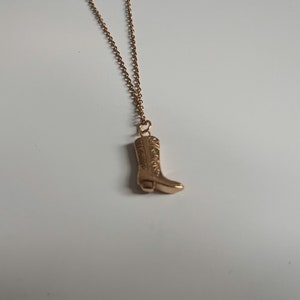 Gold stainless steel cowboy boots necklace – western charm, dainty country jewelry, handmade gift, rustic chic for everyday wear