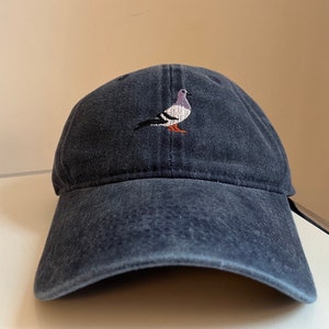 Casquette pigeon chapeau pigeonlover casquette de baseball look vintage pigeon voyageur papa chapeau pierre lavée Bleu