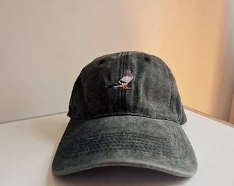 Pigeon Embroidered Cap – Fancy Cotton Hat with Adjustable Strap and Urban Wildlife-Inspired Design for Everyday Wear