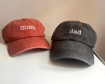 Matching Mom & Dad Hats Set – Adjustable Cotton Caps with Embroidered Design for Couples, Parents and Gifts