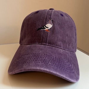 Casquette pigeon chapeau pigeonlover casquette de baseball look vintage pigeon voyageur papa chapeau pierre lavée Violet