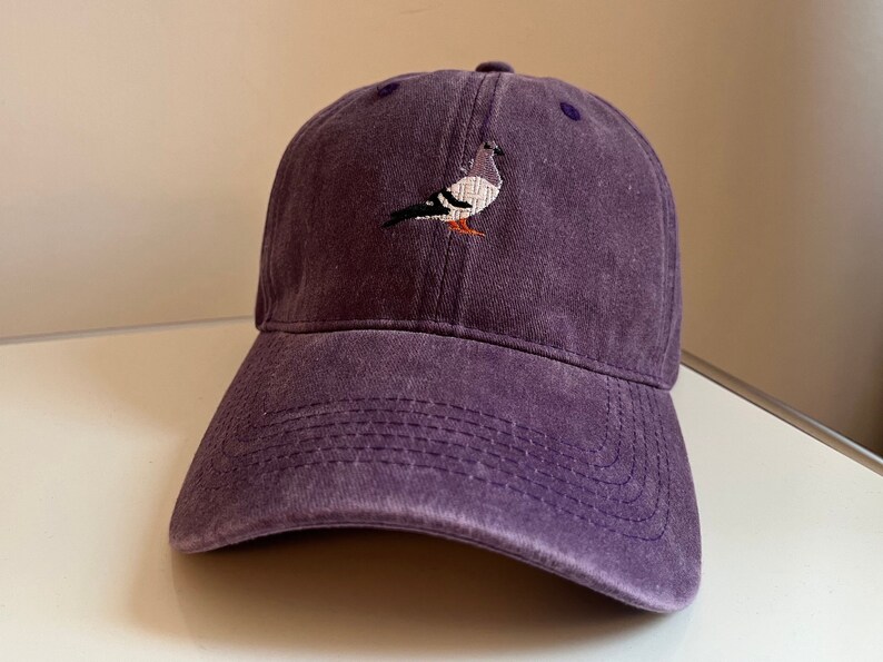 Cap Taube Mütze pigeonlover Baseballcap Vintagelook Brieftaube Dad Hat Stone washed Lila