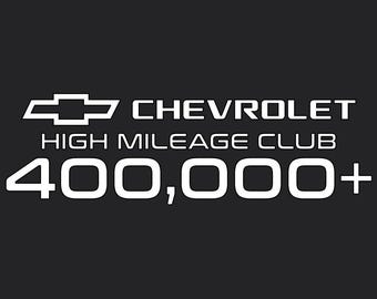 Chevrolet 400,000 mile high mileage club white outdoor decal for your car.  **FREE SHIPPING!!!!!**