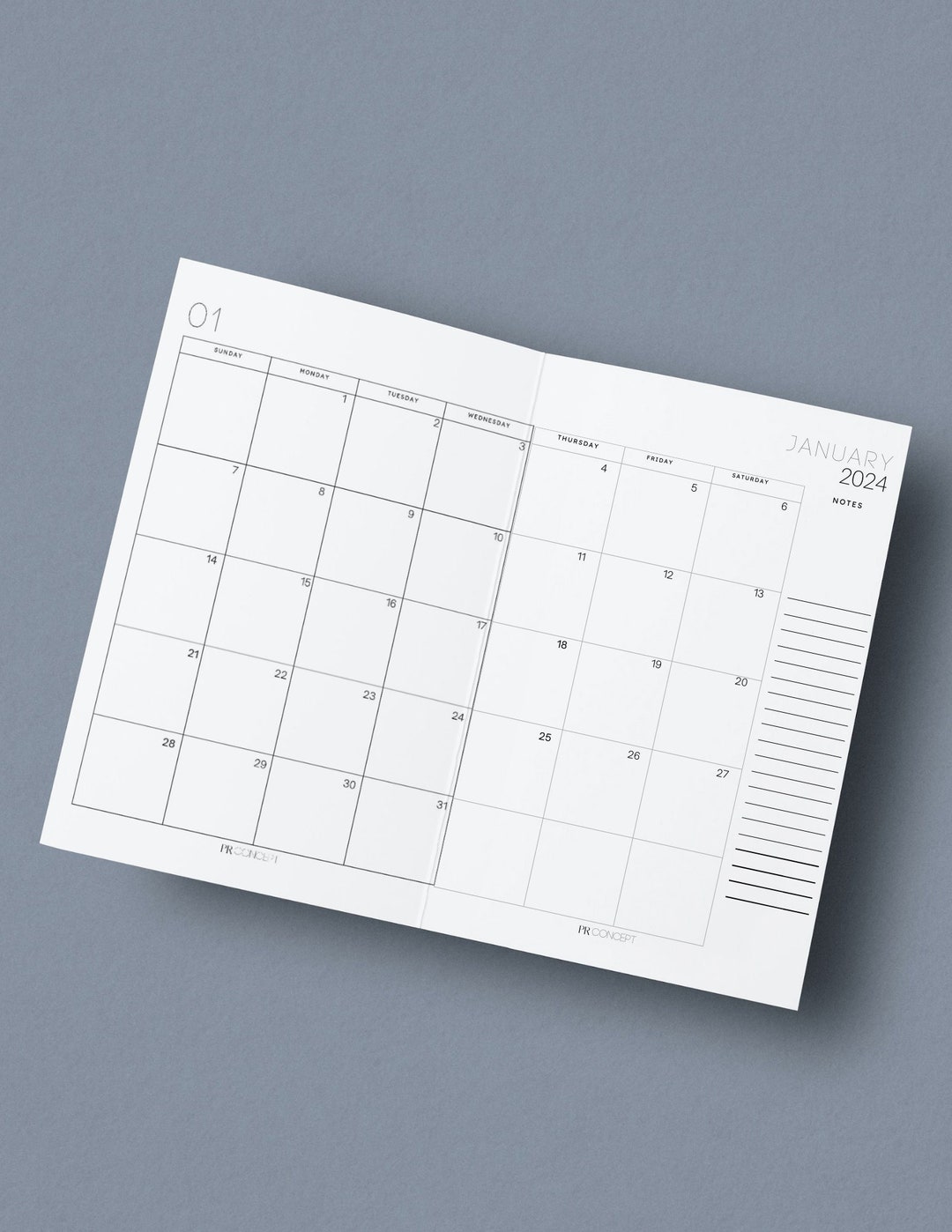2024 Monthly Calendar| Two Page Spread|printable Planner Inserts ...