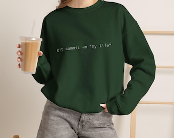 Sweat-shirt humoristique Git Commit | Cadeau idéal pour les développeurs | Pull-over humoristique pour programmeurs et codeurs | Haut pour codeur