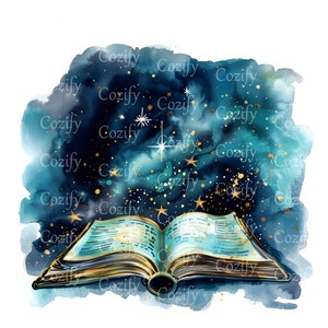 12 opengeslagen aquarelboeken| Sterren| Zon| Maan| Regenboog| Vlinderclipart| Afdrukbaar| Digitale download| Plakboek| JPG| Collage| Papierkunst|