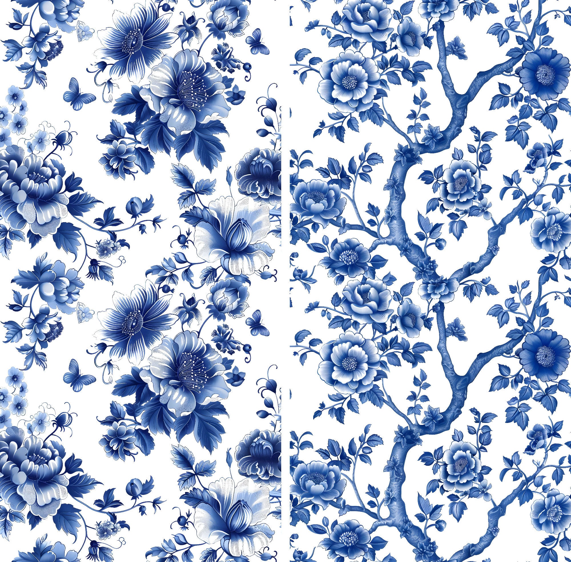 6 Porcelain Patterns Digital Paper Printable Seamless Digital Download ...