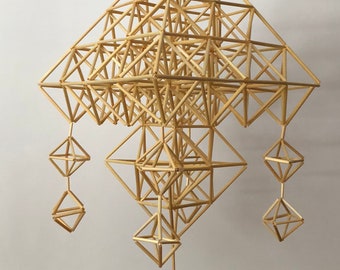 Large Geometric Himmeli Mobile - Traditional "Sodas" Straw Garden