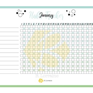 Printable Daily 12 Month Habit Tracker, Colorful Habit Tracker, 2023 Habit Tracker, Goal Tracker for Women, PDF Letter Sized Habit Tracker