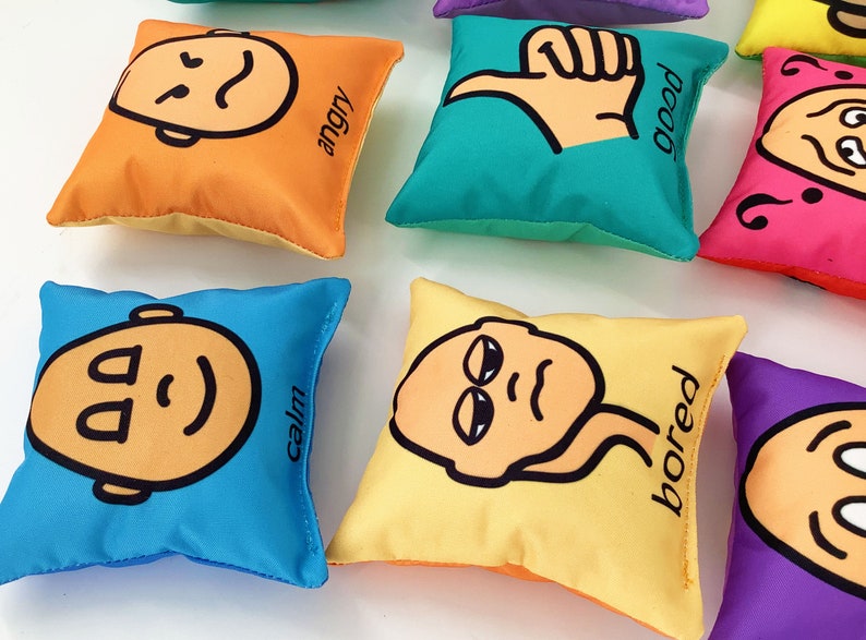 Emotions Weighted Mini Bean Bags. Feelings and Emotions Sensory Play