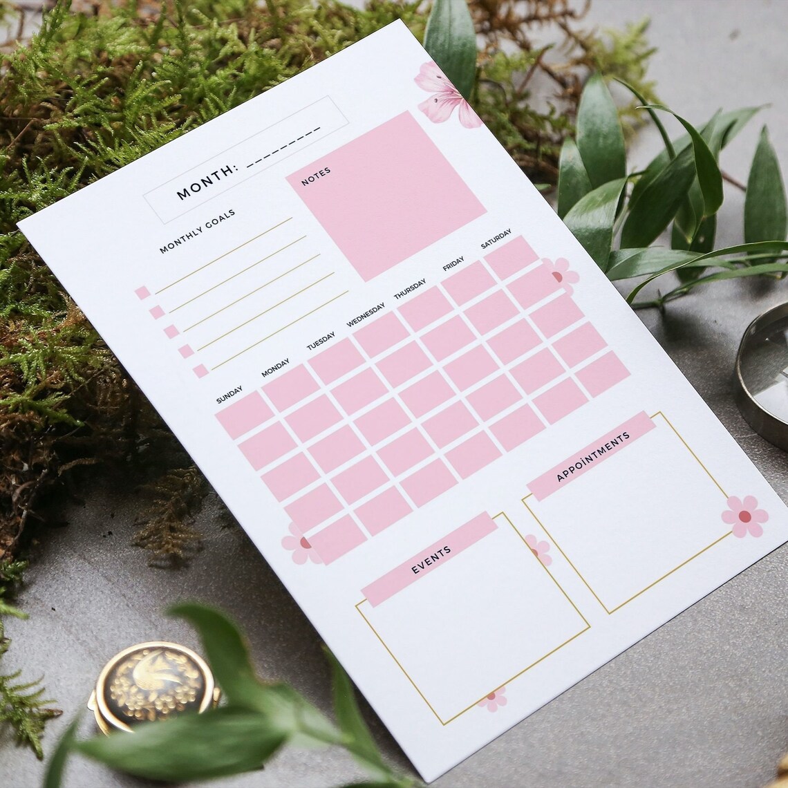 Monthly Planner Goodnotes Template Undated Monthly Planner Etsy