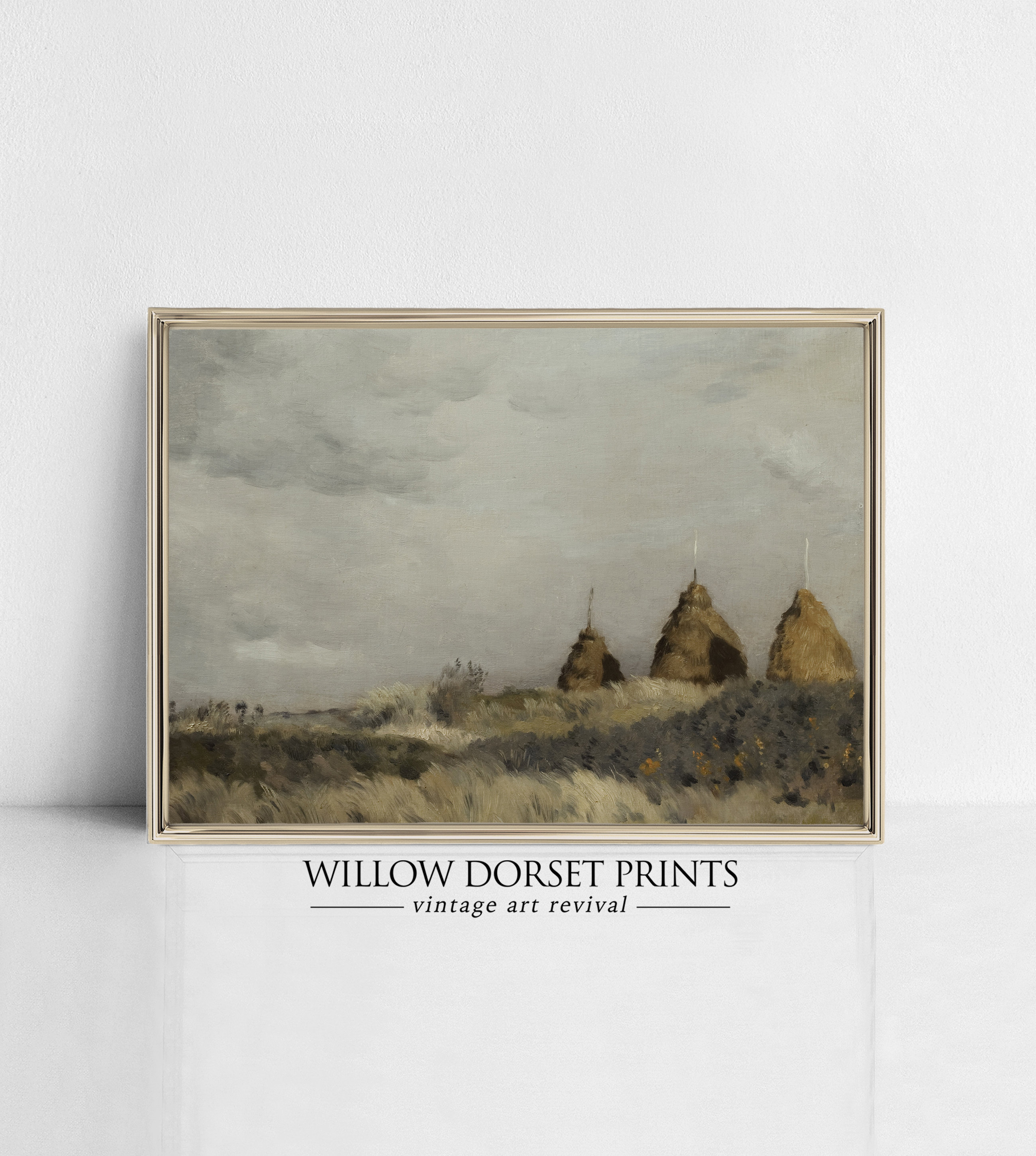 Vintage Haystack Painting Printable Wall Art Farm Artwork Rural ...