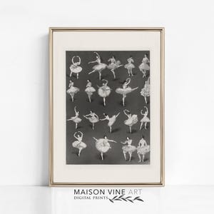 Vintage Ballett Poster | Druckbare Vintage Kunst | Ballerina Kunstdruck | Ballerina Dekor | Ballett Positionen | Mädchen Raum Dekor | 1322
