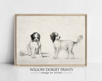 Vintage Dog Sketch | Printable Art | Canine Artwork | Dog Drawing | Vintage Dog Print | Antique Sketch Art | Neutral Wall Decor | 1261