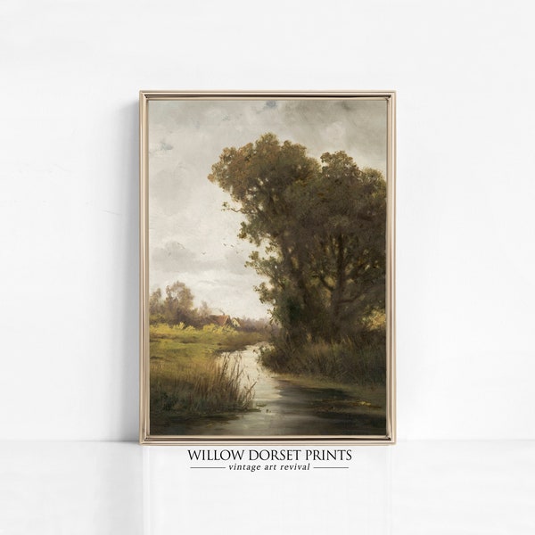 Trees by the River | Country Scene Art | Rural Landscape | Scenic Artwork | 1379