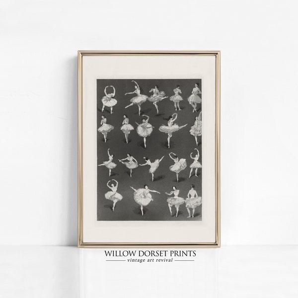 Vintage Ballet Poster | Printable Vintage Art | Ballerina Art Print | Ballerina Decor | Ballet Positions | Girls Room Decor | 1322