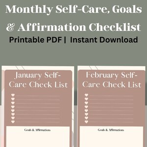 Monthly Self- Care Checklist, Self - Care Journal, Self Care Planner, Wellness Planner, Self Care Tracker, Self-Care Planner, Wellness plan