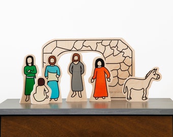 Jesus at the Temple Wood Figures: Bible Story Learning