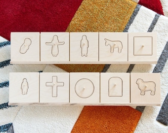 Tracing| Montessori metal insets| Hands-on| Bible Stories| Wood Figures| Bible Lessons