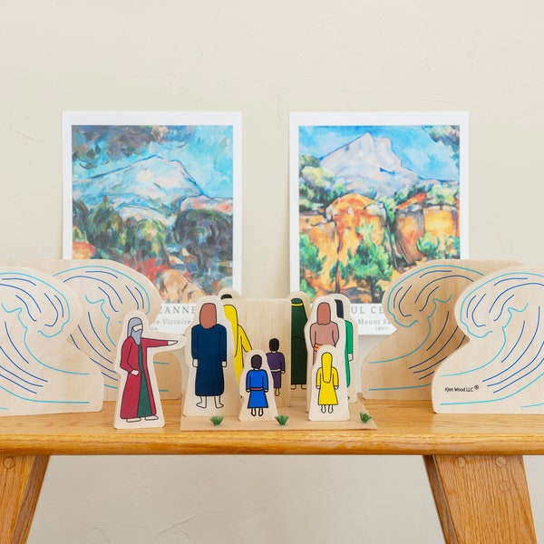 Red Sea Parting Wood Figures: Bible Story Learning