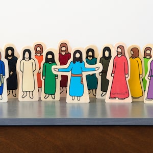 Jesus Disciples: Raw Wood or Painted Figures, Bible Story Set