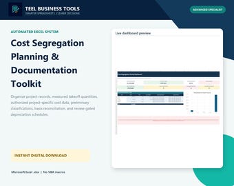 Cost Segregation Excel Toolkit with Basis Allocation and Depreciation Schedule