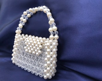 Handmade Pearl Beaded Bag: Bridal Wedding Bag