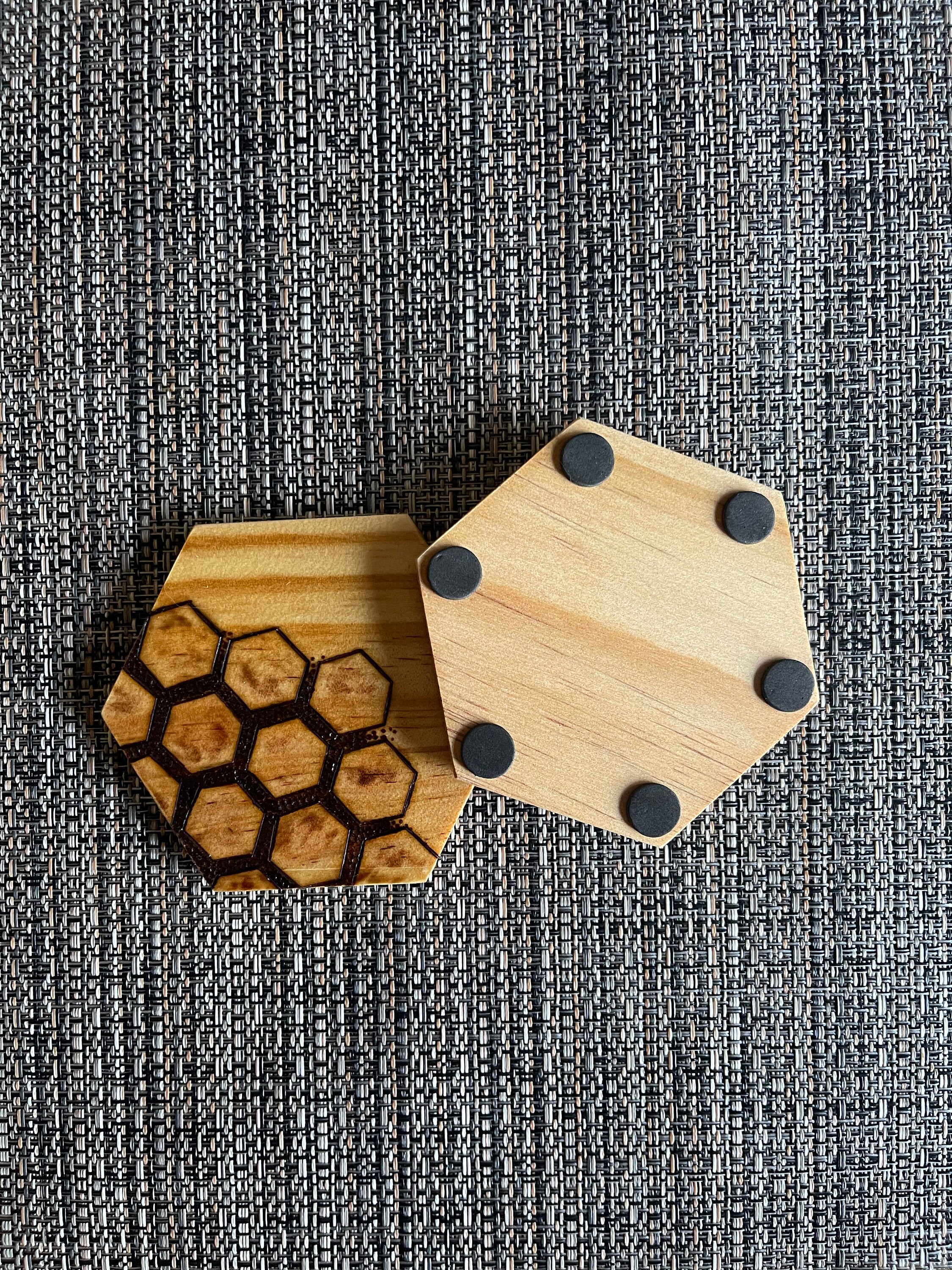 Wood Burned Honey Bee Coaster Set - Etsy