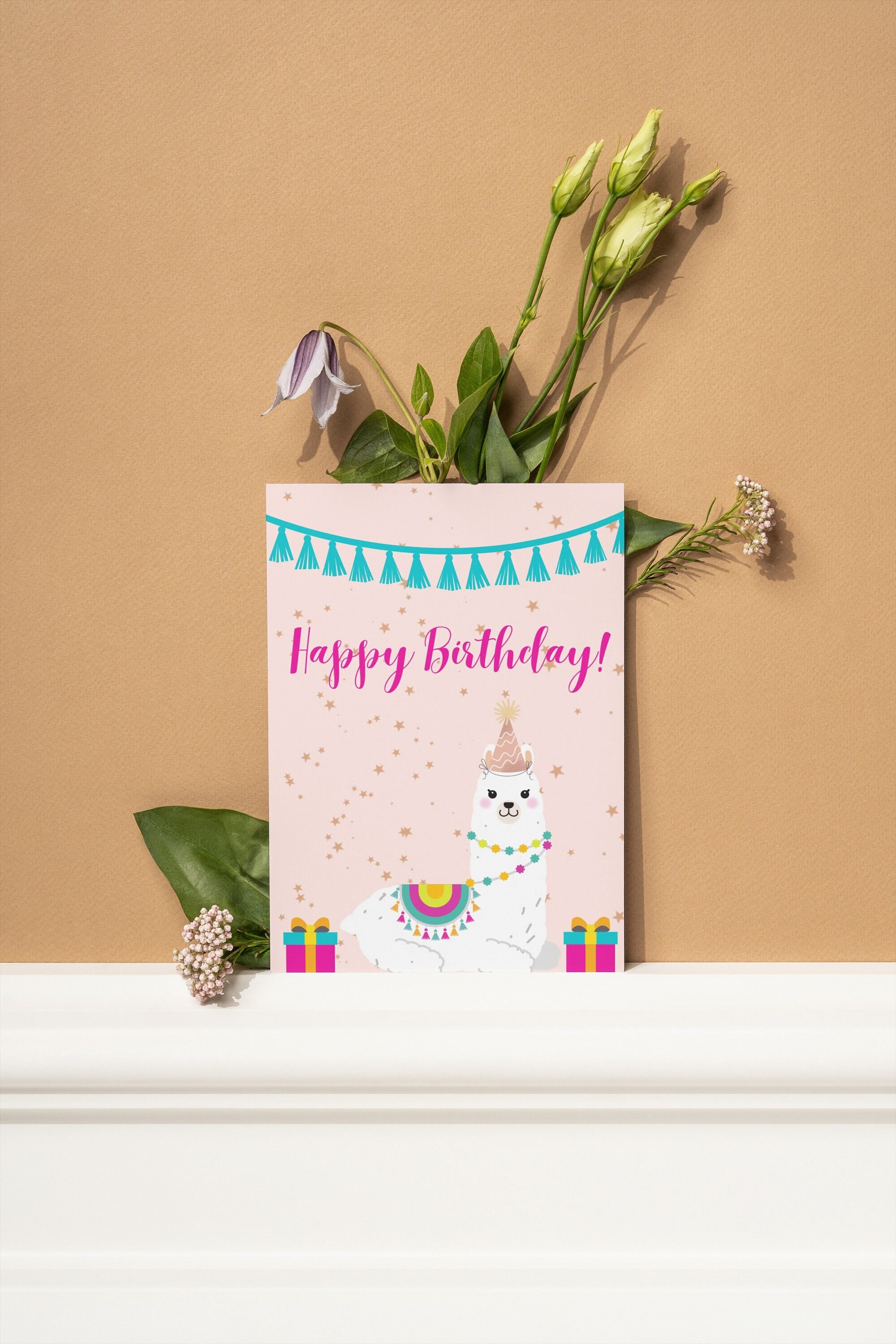 Printable Llama Happy Birthday Card Digital Download - Etsy