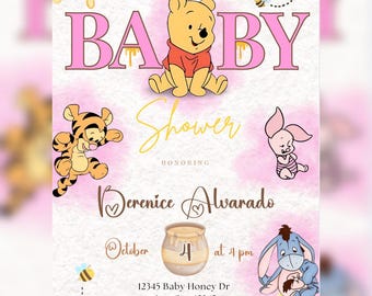 Winnie the Pooh Baby Shower Invitation - Canva Invitation