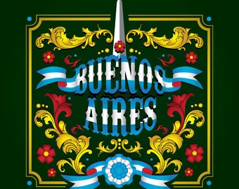 Ilustración digital filete porteño Buenos Aires