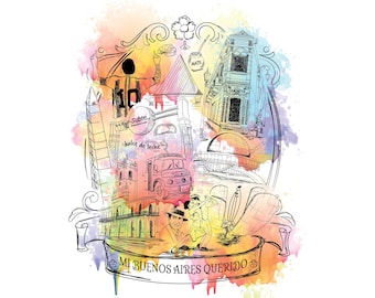 Ilustración digital Mi Buenos Aires querido