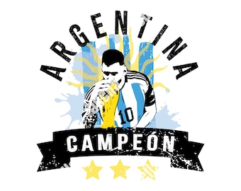 Digital Illustration Argentina National Team champion World Cup Qatar 2022