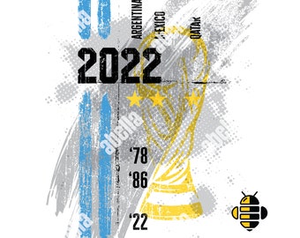 Ilustración digital vectorizada Qatar 2022 tricampeon