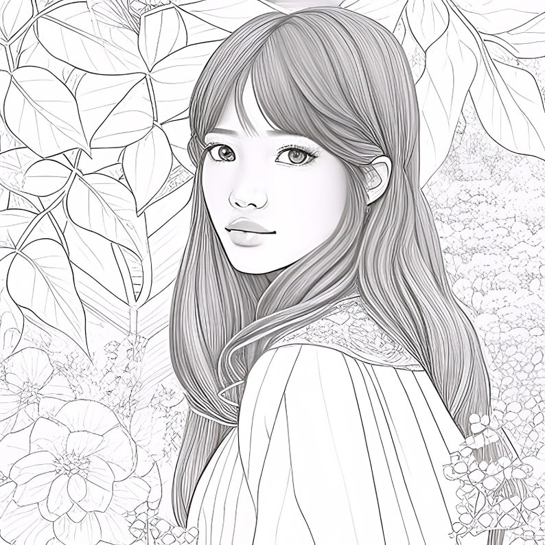 Girl Coloring Page/ Coloring Sheets/ Girls Face Coloring Etsy