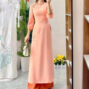 Ao Dai Theu/Embroidery Vietnamese Traditional Dress