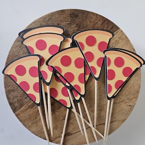 Pizza Cupcake Toppers Set of 12, Pizza Party Cupcake Toppers, Pizza Birthday Party, First Birthday, Second Birthday, Pizza Party