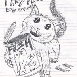 Chester the Party Cat Sketch - Digitaler Download für persönlichen Druck