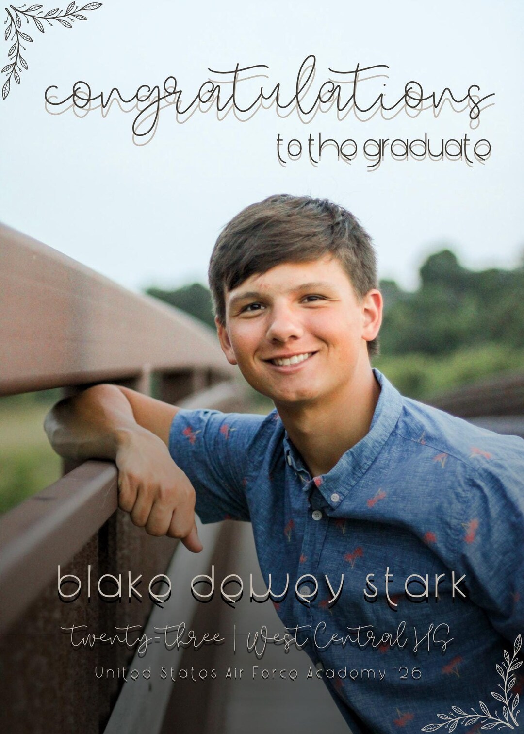 DIY Graduation Announcement Canva Template Leaves Etsy