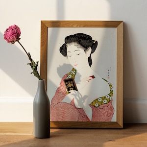 Japanese Woman Portrait- Vintage Japan Art - Japanese Room Deco -Antique Japanese Painting -Printable Wall Art
